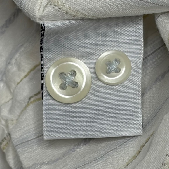 VTG Tommy Bahama Shirt Men XXL Ivory Silk Cotton Striped Long Sleeve Button Up - Picture 6 of 6